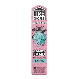 LIVE ROSIN LIQUID DIAMONDS THC VAPE PEN WITH D8 + D9 + D10 + HHC + THC-P – CANDY LAND – SATIVA 2G – TRĒ HOUSE